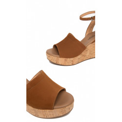 SANDALI CON ZEPPA NEROGIARDINI DONNA VELOUR TABACCO PU.MUSA E307663D/326