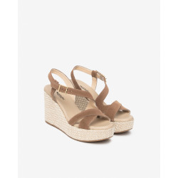 SANDALI CON ZEPPA NEROGIARDINI DONNA VELOUR MOU PU.MALFA E616020D/442