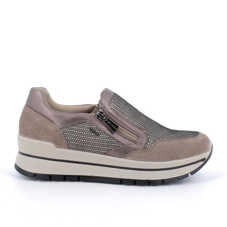 SNEAKERS  IGI&CO DONNA FANGO TAUPE LAMINATO IN PELLE ZIP 6673744