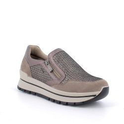SNEAKERS  IGI&CO DONNA FANGO TAUPE LAMINATO IN PELLE ZIP 6673744