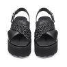 SANDALO CON ZEPPA CULT DONNA NANCY 3891 SANDAL W WEAV.LEATHER BLACK CLW389102