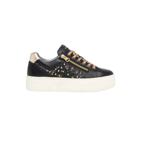 SNEAKERS NEROGIARDINI DONNA GUANTO NERO T.GLITTERNE ETOILE MIELE PU.MONOD.CAPRA I411610D/100