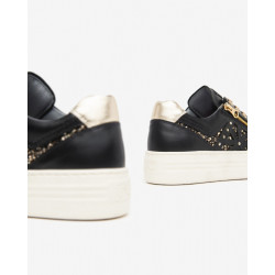 SNEAKERS NEROGIARDINI DONNA GUANTO NERO T.GLITTERNE ETOILE MIELE PU.MONOD.CAPRA I411610D/100
