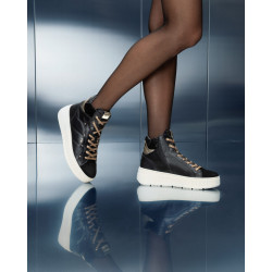 SNEAKERS ALTA NEROGIARDINI DONNA IN CAMOCIO E PELLE E SINTETICO NERO I411633D/100
