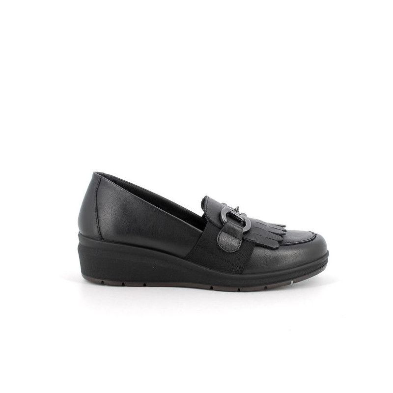 MOCASSINI ENVAL SOFT DONNA IN PELLE NERO ZEPPA 4,1CM 6763200