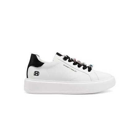 SNEAKERS QUEEN HELENA PLATFORM CON DETTAGLI GIOIELLO X34-1 WHITE BLACK