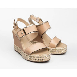 SANDALO CON ZEPPA NEROGIARDINI DONNA NEPAL CHAMPAGNE T.BRILL PLATINO E012450D/439