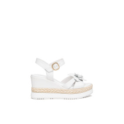 SANDALO CON ZEPPA NEROGIARDINI DONNA LOIRA BIANCO LOIRA BIANCO PU.MONOD.BAGHERIA E616012D/707  
