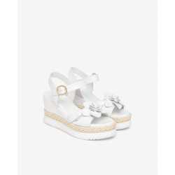 SANDALO CON ZEPPA NEROGIARDINI DONNA LOIRA BIANCO LOIRA BIANCO PU.MONOD.BAGHERIA E616012D/707  