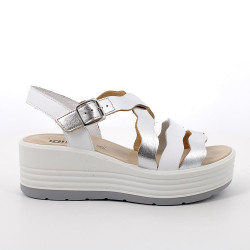 SANDALO CON ZEPPA IGI&CO DONNA PEL.RI.LA.SPRIN ARGENTO/BIANCO 7667111