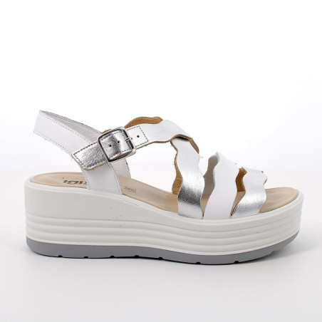 SANDALO CON ZEPPA IGI&CO DONNA PEL.RI.LA.SPRIN ARGENTO/BIANCO 7667111