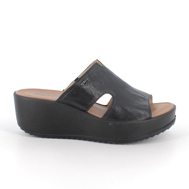 SANDALI CON ZEPPA IGI&CO DONNA CAPRA TAMPONATA NERO 1161900