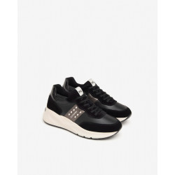 SNEAKERS NEROGIARDINI DONNA AROLD VELO NERO GUANTO NERO ROCK SAND MILITARE I411520D/100