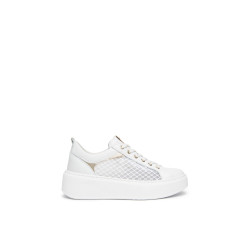 SNEAKERS NEROGIARDINI DONNA SKIPPER BIANCO T.PALLADIUM NET BIAN T.BRILL PLATINO 6074 PU. E615292D/707