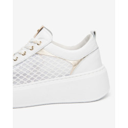 SNEAKERS NEROGIARDINI DONNA SKIPPER BIANCO T.PALLADIUM NET BIAN T.BRILL PLATINO 6074 PU. E615292D/707