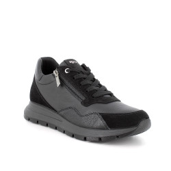 SNEAKERS DONNA NERO IN PELLE ZIP+LACCI 6672500