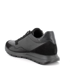 SNEAKERS DONNA NERO IN PELLE ZIP+LACCI 6672500