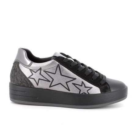 SNEAKERS IGI&CO DONNA IN PELLE NERO/ACCIAIO 6668600