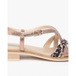 SANDALO CON TACCO NEROGIARDINI DONNA T.AIDA LEO BEIGE+IRI T.NOTTURNO RAME 639  ROCHER BISCOTTO E615892D/412