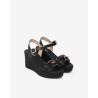 SANDALO CON ZEPPA NEROGIARDINI DONNA NAPPA PANDORA NERO PU.MONOD.GELA E615980D/100