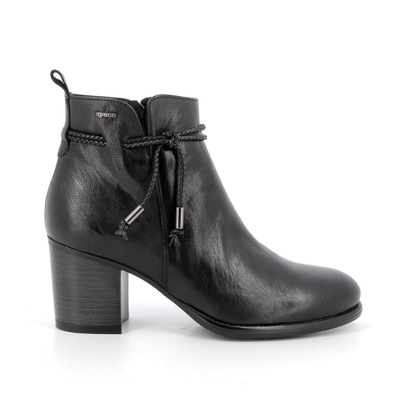STIVALETTI IGI&CO DONNA IN PELLE NERO TACCO 7CM 6698800