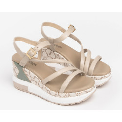 SANDALI CON ZEPP NEROGIARDINI DONNA NAPPA PANDORA IVORY  POLI.MILENA E307758D/702