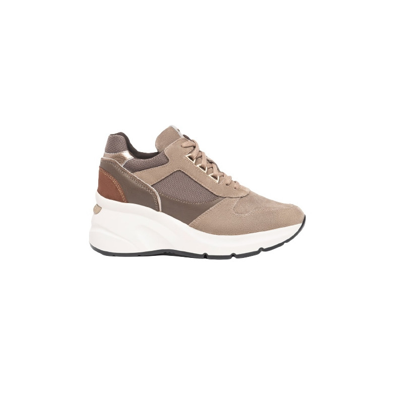 SNEAKERS CON TACCO NEROGIARDINI DONNA IN CAMOSCIO E PELLE TESSUTO 6CM TALPA I308312D/501
