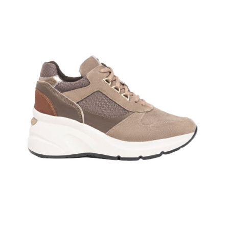 SNEAKERS CON TACCO NEROGIARDINI DONNA IN CAMOSCIO E PELLE TESSUTO 6CM TALPA I308312D/501