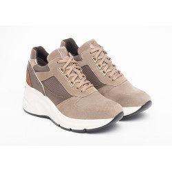 SNEAKERS CON TACCO NEROGIARDINI DONNA IN CAMOSCIO E PELLE TESSUTO 6CM TALPA I308312D/501