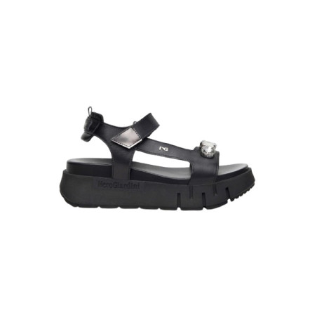 SANDALO CON ZEPPA NEROGIARDINI DONNA TAMIGI NERO T.BRILL ANTRACITE TR VENEZIA 8066 LIGH 4CM  E410707D/100