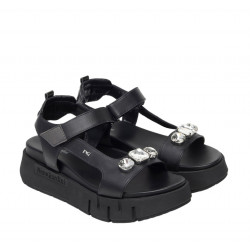 SANDALO CON ZEPPA NEROGIARDINI DONNA TAMIGI NERO T.BRILL ANTRACITE TR VENEZIA 8066 LIGH 4CM  E410707D/100