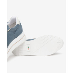 SNEAKERS NEROGIARDINI DONNA VELOUR AVIO VELVET OSSO T.BRILL PLATINO  TR CORVARA E615200D/203