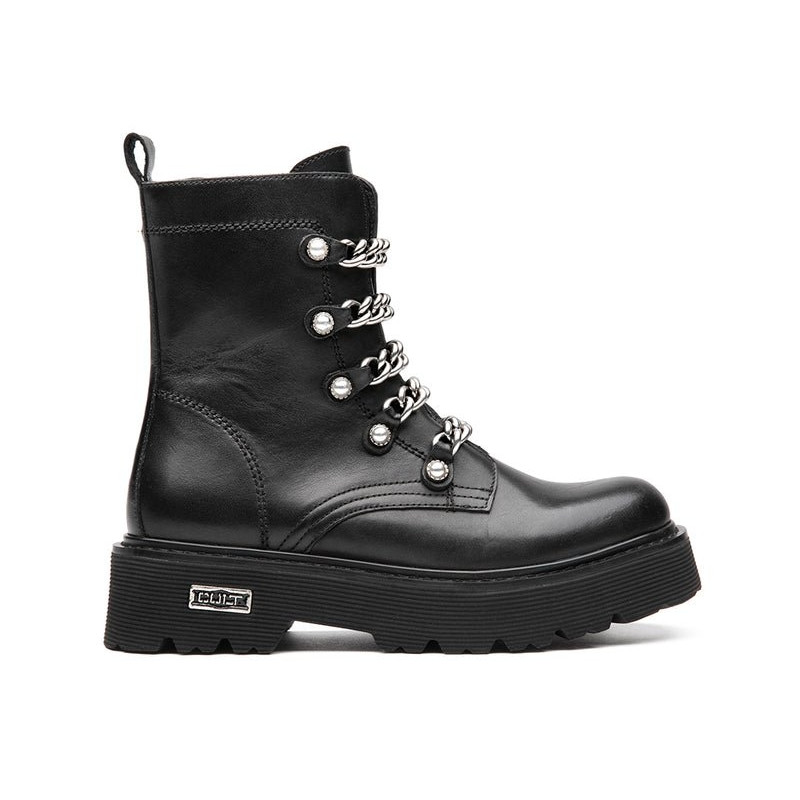 ANFIBIO CULT DONNA SLASH 4583 MID W LEATHER BLACK/SILVER CHAIN CLW458300