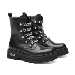 ANFIBIO CULT DONNA SLASH 4583 MID W LEATHER BLACK/SILVER CHAIN CLW458300