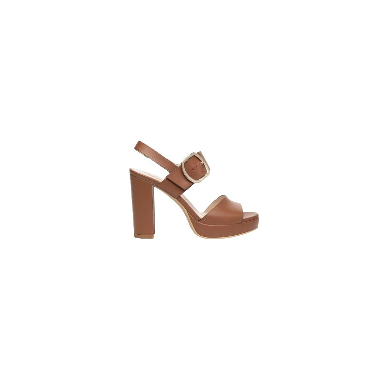 SANDALI CON TACCO NEROGIARDINI DONNA ARMENIA COGNAC BATTIS.TPU LAZISE  PLATO' TACCO 10CM E410360D/329