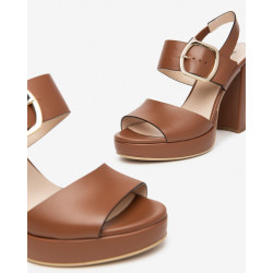 SANDALI CON TACCO NEROGIARDINI DONNA ARMENIA COGNAC BATTIS.TPU LAZISE  PLATO' TACCO 10CM E410360D/329