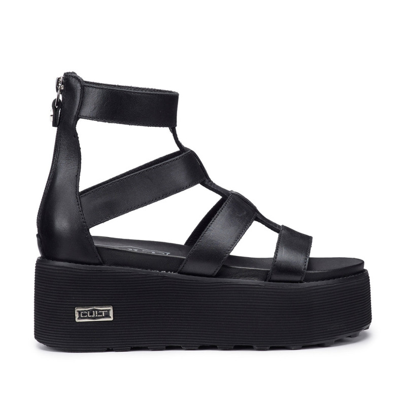 SANDALO CON ZEPPA CULT DONNA NANCY 3459 W LEATHER BLACK CLW345900