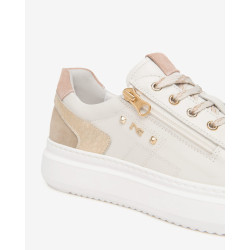 SNEAKERS NEROGIARDINI DONNA VELVET OSSO 0100 ZOUK IVORY VELOUR CAMEL VELOUR PHARD PU.RIO E615285D/713 