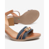 SANDALO CON TACCO NEROGIARDINI DONNA T.TINTO JEANS 9 ARMENIA COGNAC TR AULLA COL.TABACCO TACCO 5,5CM E615880D/214