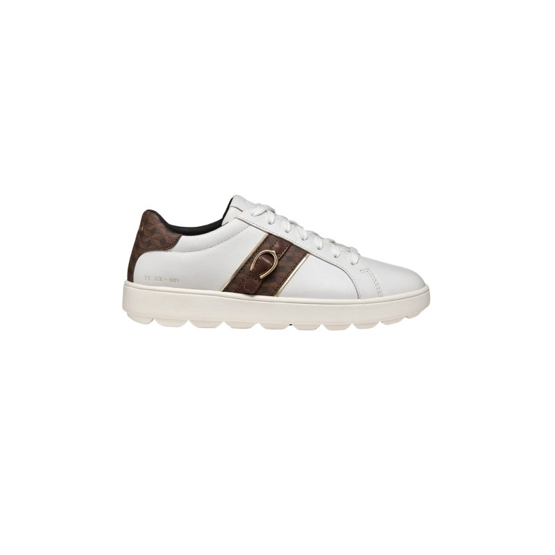 SNEAKERS GEOX DONNA SPHERICA ECUB-1 BIANCO/MARRONE SCURO D46WEA 08504 C0356