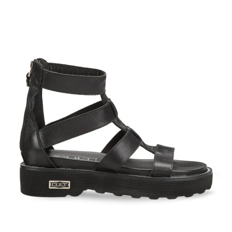 SANDALO CON ZEPPA CULT DONNA ZIGGY 3290 W LEATHER BLACK CLW329000