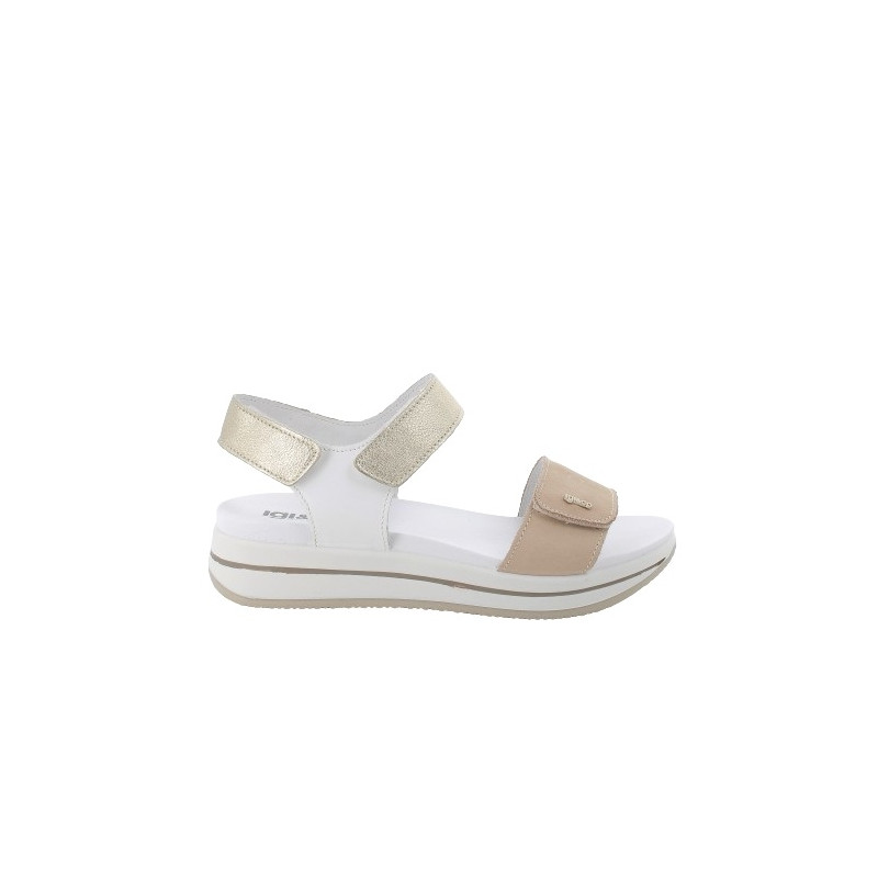 SANDALO CON ZEPPA IGI&CO DONNA NABUK CAPRA BEIGE/BIANCO 5677722