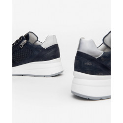 SNEAKERS NEROGIARDINI DONNA PELLE BLU ZIP E409840D/200