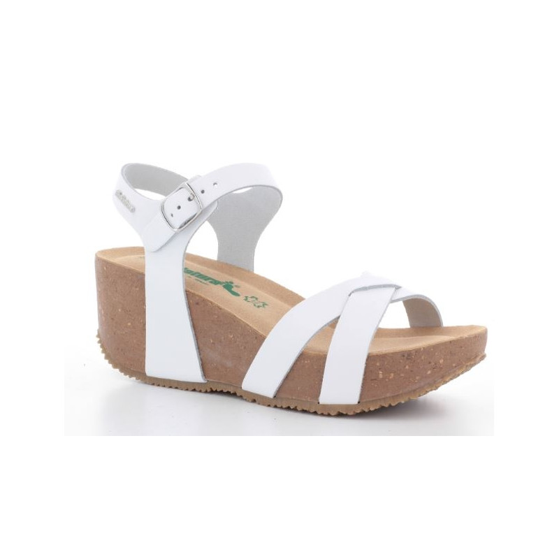 BIONATURA SANDALO CON ZEPPA DONNA 24 FREGENE IMB. BY CAST BIANCO