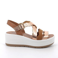 SANDALO CON ZEPPA IGI&CO DONNA  PEL.RI.LA.SPRIN CIPRIA/CUOIO 7667122