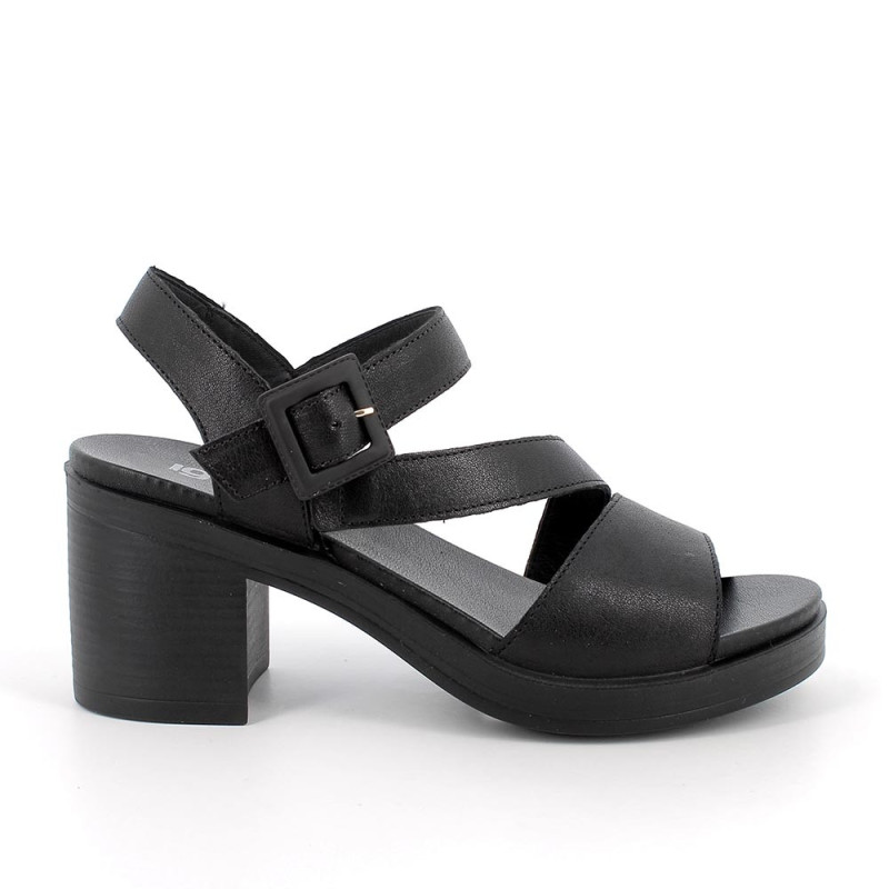 SANDALO CON TACCO IGI&CO DONNA CAPRA TAMPONATA NERO TACCO 6,8CM 7674200