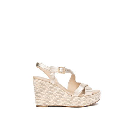 SANDALO CON ZEPPA NEROGIARDINI DONNA ETOILE SAND MIELE PU.MALFA E616021D/418
