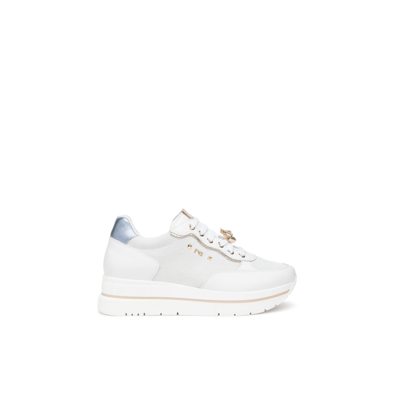 SNEAKERS NEROGIARDINI DONNA SKIPPER BIANCO SKIPPER BIANCO NAPPA LUX CELESTE 21 T.BRILL E615202D/707