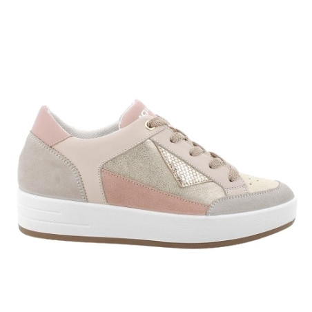 SNEAKERS IGI&CO DONNA PELLE/TESSUTO LAMINATO PLATINO BEIGE