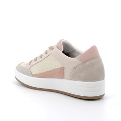 SNEAKERS IGI&CO DONNA PELLE/TESSUTO LAMINATO PLATINO BEIGE
